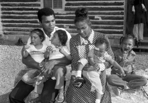 Muhammad Ali with his children and wife, Khalilah Ali